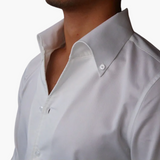 Striped Men's Shirt with Contrast Collar and Buttoned Cuffs