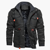 Men's Jacket with Zipper and Multiple Pockets