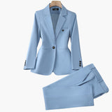 Blazer Set for Women with Lapels and Front Button Placket