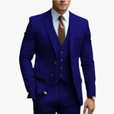 Three-Piece Men's Suit with Notched Lapels and Slim Fit Pants