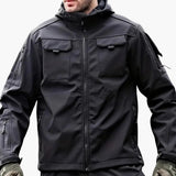 Men's Zip-Up Hooded Jacket with Multiple Pockets