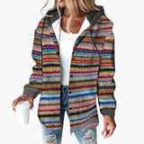 Women’s Hooded Cardigan with Striped Knit