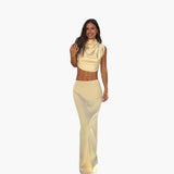 Elegant Satin Two-Piece Set for Women – Blouse & Pants