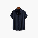 Men's Summer Pajama Set with Short Sleeve Shirt and Long Pants