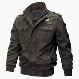 Men's Bomber Jacket with Zipper and Flap Pockets