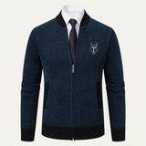 The Clapham Men's Embroidered Smart Knit Zip Sweater
