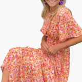 Floral Wrap Maxi Dress - for Women with V-Neck