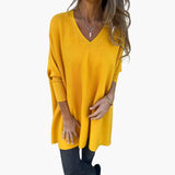 Modern, loose-fitting V-neck sweater for women