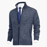 Men's Zip Cardigans with Stand-Up Collar and Ribbed Cuffs