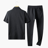 Men's Summer Loungewear Set with Button Placket and Jogging Pants