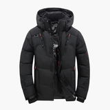 Men's Quilted Jacket with Hood and Zipper Pockets