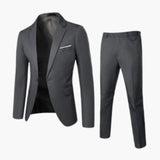 Men's Summer Suit Two-Piece with Lapel and Flat Front Trousers