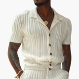 Men's Summer Set made of Knit with Polo Shirt and Shorts
