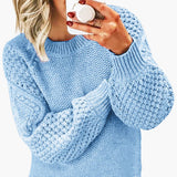 Women’s sweater with structured sleeves and ribbed hem