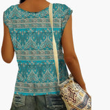 Women's V-Neck Shirt with Cap Sleeves for Summer