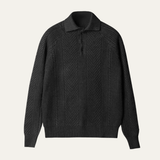 The Cortina Men's Textured Knitted Turn Down Collar Sweater