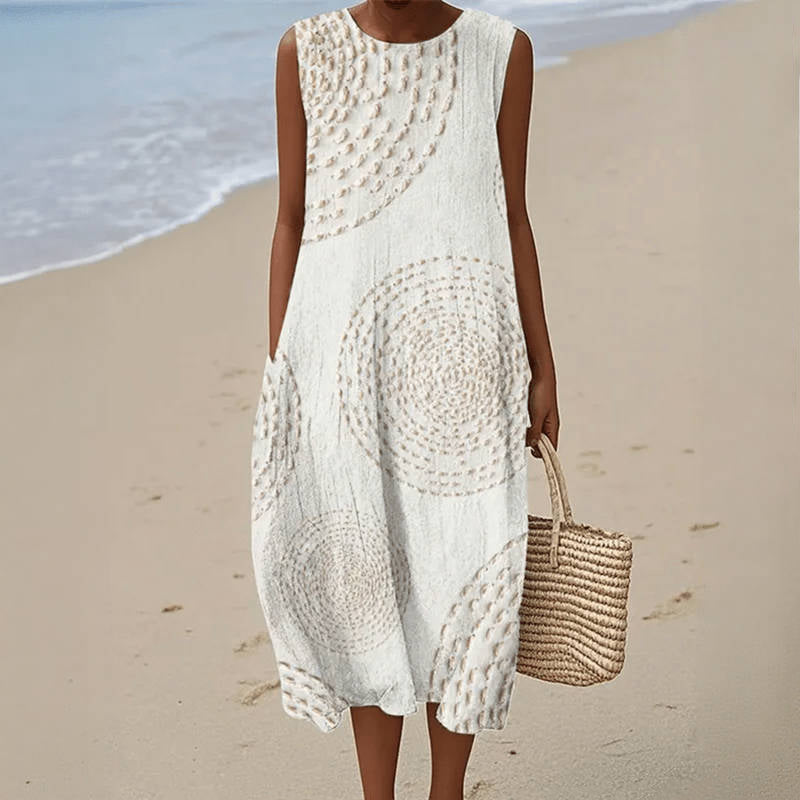 Luna Retro Casual Dress Beige