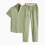 Men's Tracksuit with V-Neck and Drawstring Pants
