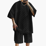Men's Summer Two-Piece with Jacquard Shirt and Shorts