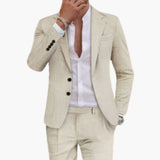 Men's Summer Suit Made of Cotton with Lapel and Pants
