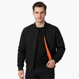 Men's Bomber Jacket with Zipper and Ribbed Cuffs