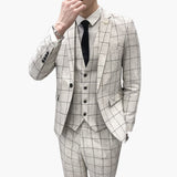 Men's Suit, Formal, Three-Piece with Blazer and Check Pattern
