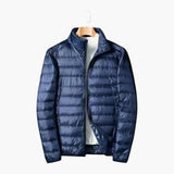 Men's Padded Jacket with Zipper and Stand-Up Collar