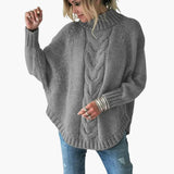 Women's Sweater with Turtleneck and Cable Knit Pattern