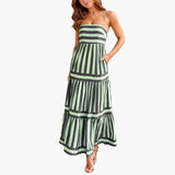Maxi Dress for Women - Striped Summer Dress with Straps