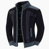 Men's Zip-Up Cardigan with Ribbed Cuffs