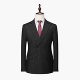 Men's Two-Piece Suit with Pinstripes and Lapel Collar