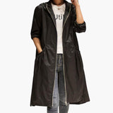 Women’s Hooded Trench Coat with Zipper