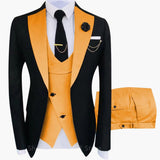 Men's Suit with Vest and Long-Sleeved Blazer
