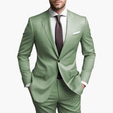 Men's Suit with Single Button Closure and Slim Fit