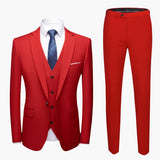 Men's Three-Piece Suit with One-Button Blazer and Vest