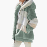 Women’s Zipped Hooded Jacket with Striped Surface
