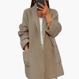 Women’s Cardigan with V Neck and Patch Pockets