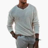 Men's Sweater with Ribbed Collar and Long Sleeves
