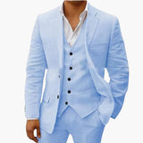 Men's Summer Suit Three-Piece with Vest, Jacket, and Pants