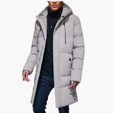 Men's Parka Jacket with Hood and Front Zipper