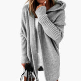 Women’s Knitted Cardigan with Hood and Open Front