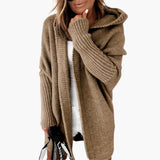 Women’s Knitted Cardigan with Hood and Open Front