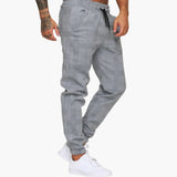 Men's Jogging Pants with Check Pattern and Fleece Cuffs