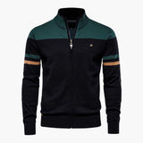 Men's Zip-Up Cardigan with Ribbed Hem