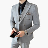 Men's Three-Piece Suit with Check Pattern and Lapel Collar