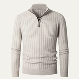The Favignana Men's Knitted Stand Collar Ribbed Half Zip Sweater