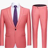 Men's Two-Piece Suit with Blazer and Flat Front Trousers