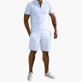 Men's Summer Two-Piece with Half-Zip Shirt and Shorts