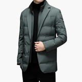 Men's Blazer Jacket with Notched Lapel and Button Placket