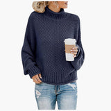 Knitted Pullover with High Collar for Women – Cozy & Stylish